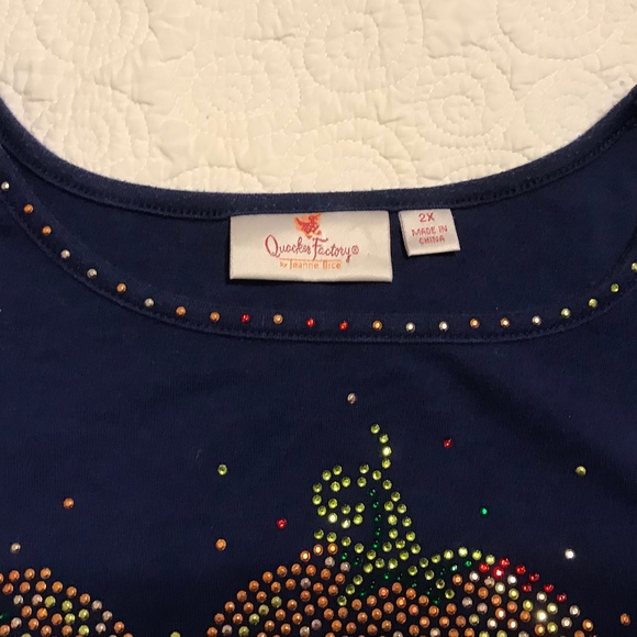 QF light navy blue t-shirt with 3 blingy pumpkins (2X) - Picture 5 of 16